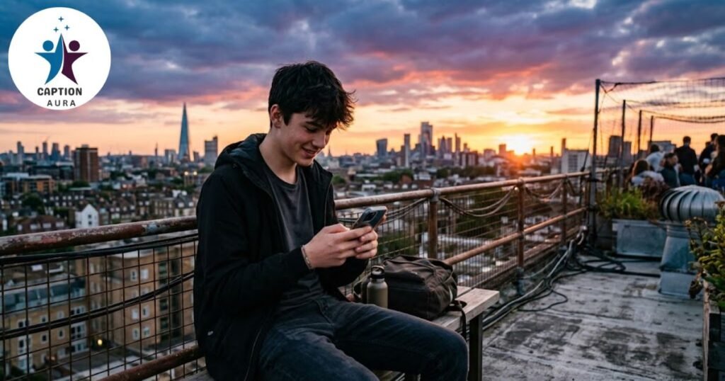 boy choosing instagram captions for boys in hindi on his phone
